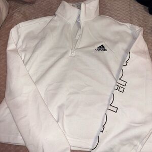 Adidas White Quarter-Zip Cropped Sweatshirt